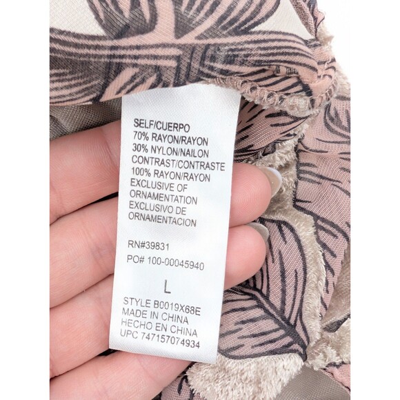 Democracy Velvet Floral Mauve Off Shoulder 3/4 Sleeve Ruffle Blouse Size Large - Picture 6 of 7